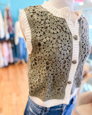 The Palmer Mesh Crochet Sweater Vest - The Southern Loft