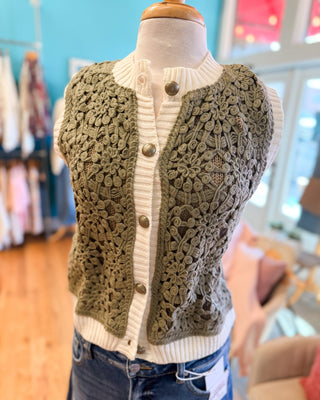 The Palmer Mesh Crochet Sweater Vest - The Southern Loft