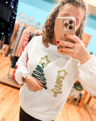 Tinsel My Tree Balloon Sleeve Pullover - The Southern Loft