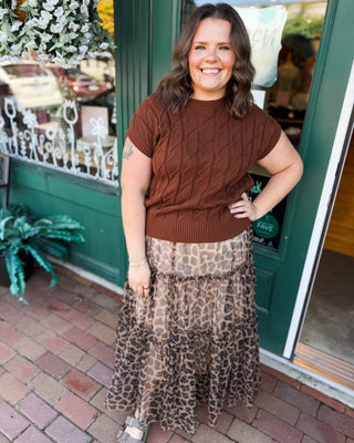 Trailside Bliss Cable Knit Short Sleeve Sweater Top - The Southern Loft