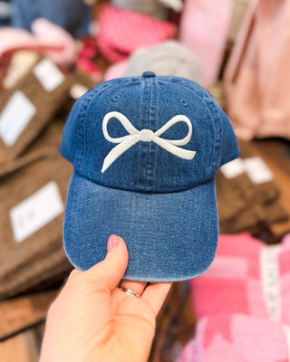 Trendy Bow Embroidered Denim Hat - The Southern Loft