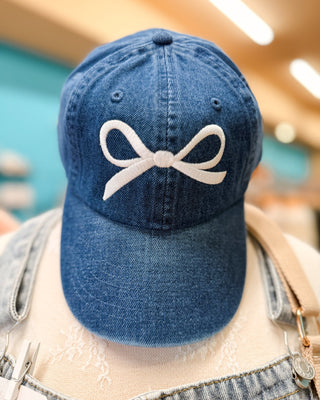Trendy Bow Embroidered Denim Hat - The Southern Loft