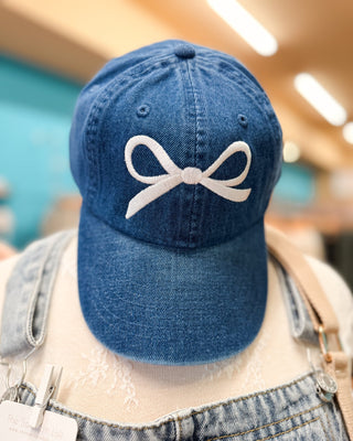 Trendy Bow Embroidered Denim Hat - The Southern Loft