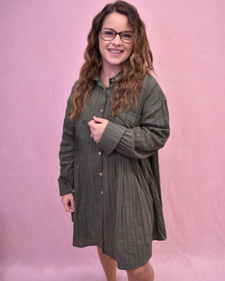 Uptown Poise Pleated Shirt Dress - The Southern Loft