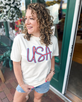 USA 3D Embroidered TShirt - The Southern Loft