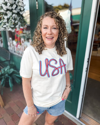 USA 3D Embroidered TShirt - The Southern Loft