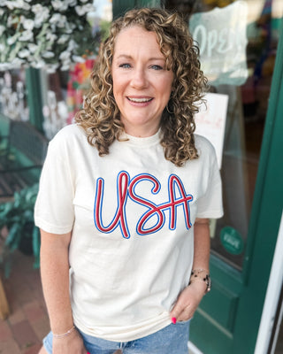 USA 3D Embroidered TShirt - The Southern Loft