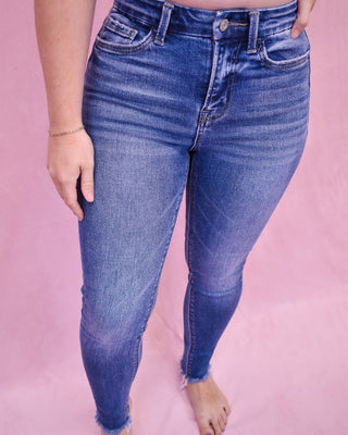 Vervet High Rise Uneven Raw Hem Skinny - The Southern Loft
