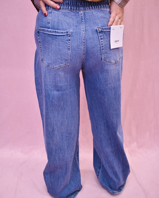VERVET Super High Rise Drawstring Wide Leg Jeans - The Southern Loft