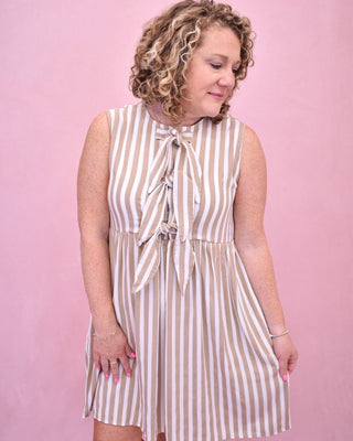 Warm Feelings Striped Bow Tie Mini Dress - The Southern Loft