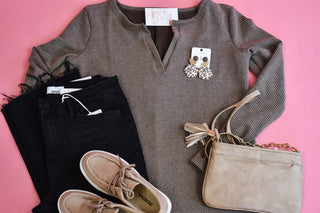 Waving Goodbye Waffle Knit Top - The Southern Loft