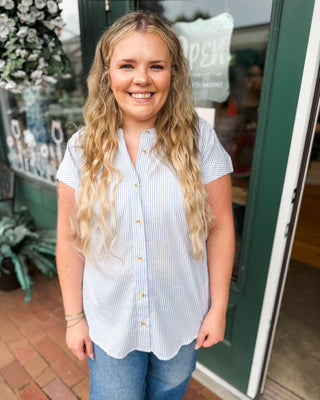 Weekend Favorite Casual Striped Button Down Top - The Southern Loft
