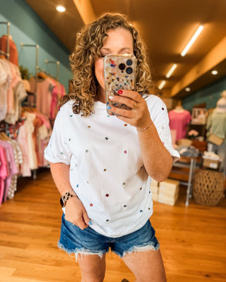 Well Known Rhinestone Detail Top - The Southern Loft