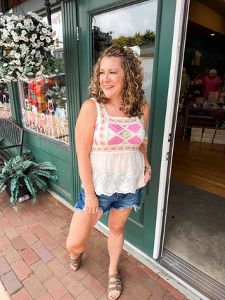 Wildflower Charm Sweet Crochet Tank - The Southern Loft