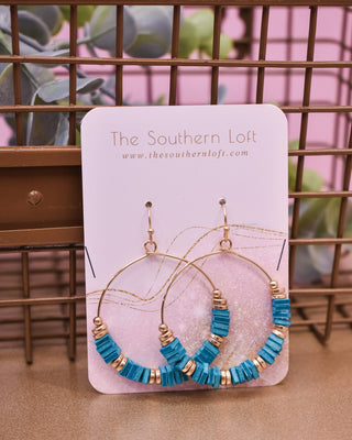Wood Square Link Wire Earrings - The Southern Loft