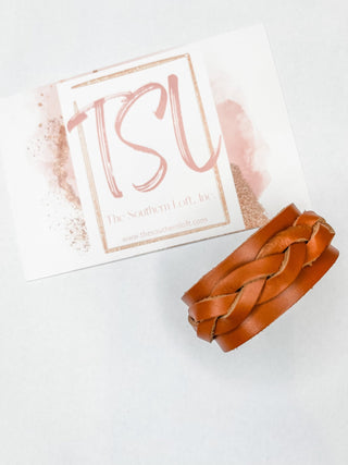 Braided Punk Leather Cuff Bracelet - The Southern Loft