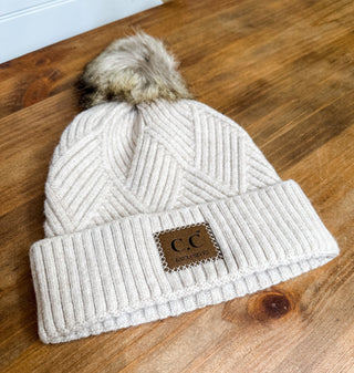 C.C Diagonal Stripe Beanie - The Southern Loft