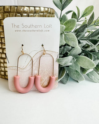 Clay Paperclip Earrings Light Pink
