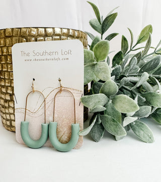 Clay Paperclip Earrings Mint