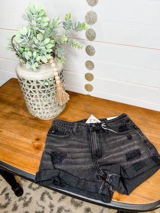 KanCan High Rise Distressed Black Shorts - The Southern Loft