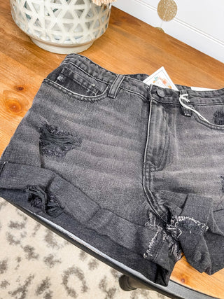 KanCan High Rise Distressed Black Shorts - The Southern Loft