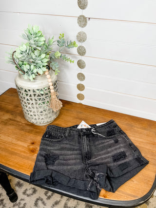 KanCan High Rise Distressed Black Shorts - The Southern Loft