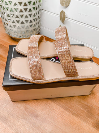 Rhinestone Strappy Slide on Sandals