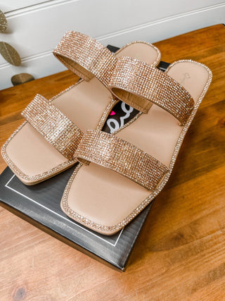 Rhinestone Strappy Slide on Sandals