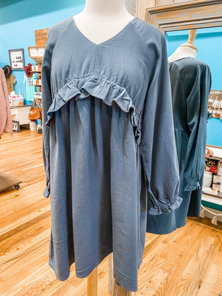 A heavyweight linen style mini dress