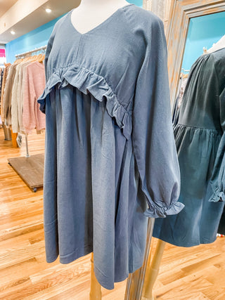 A heavyweight linen style mini dress