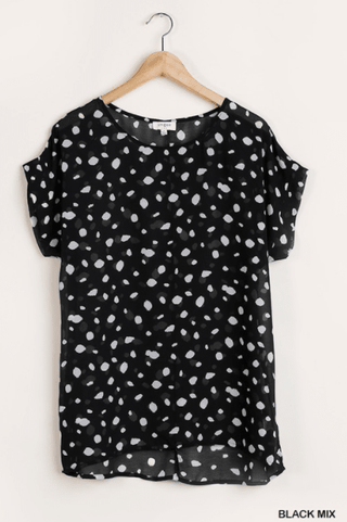 Sheer Dalmatian Print Short Sleeve Top - The Southern Loft