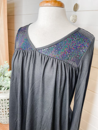 Sparkling Shoulders Long Sleeve Top - The Southern Loft