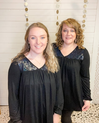 Sparkling Shoulders Long Sleeve Top - The Southern Loft