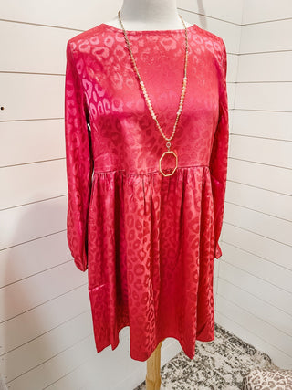 A satin style leopard dress in navy